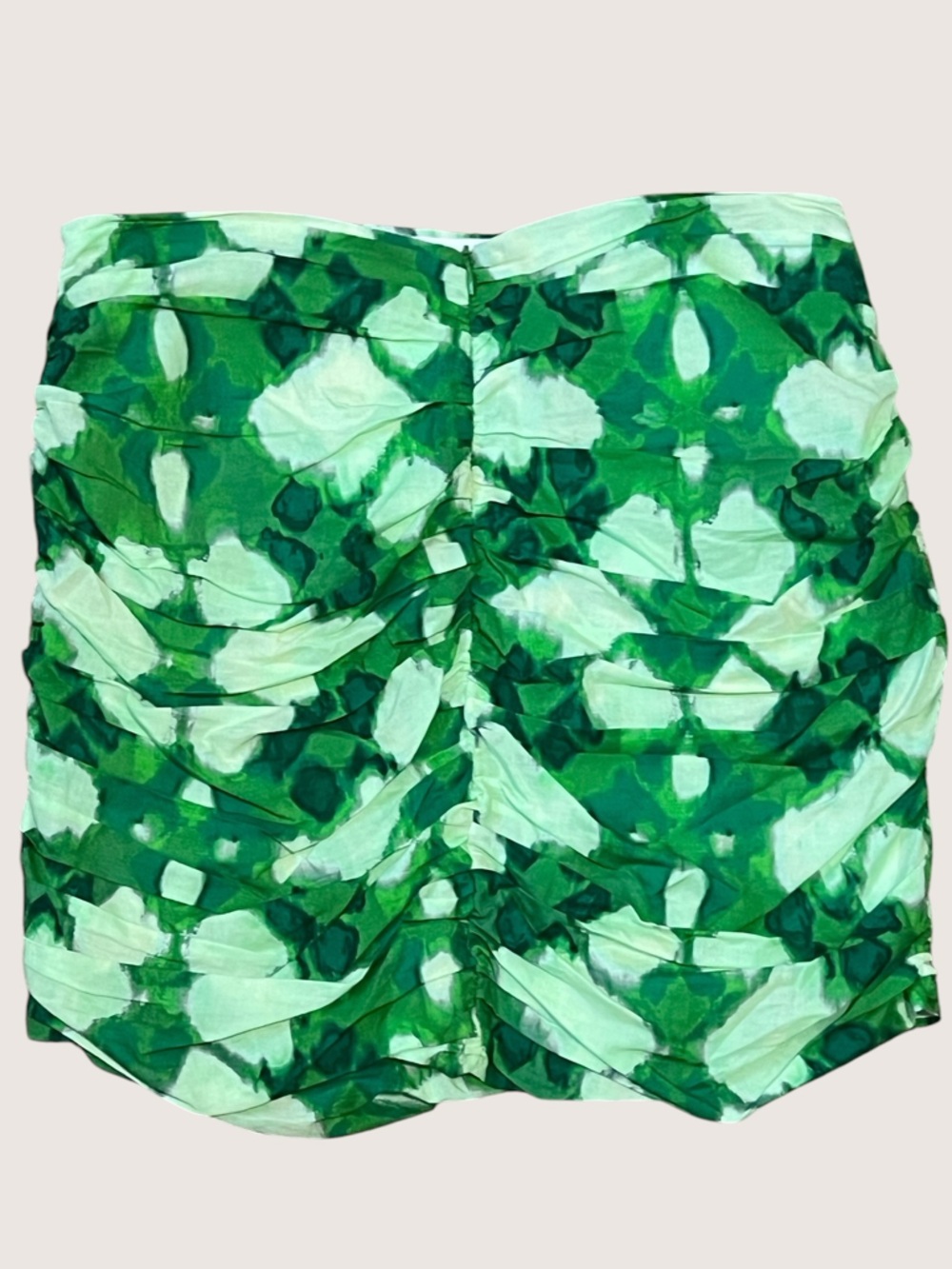 Zara Ruffled Ruched Sides Green/Ivory/Lavender Mini Skirt - Picture 7 of 11